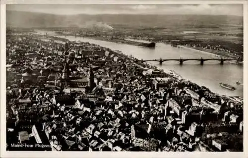 Ak Mainz am Rhein, Fliegeraufnahme, Brücke