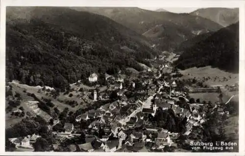 Ak Sulzburg im Markgräflerland Baden Schwarzwald, Fliegeraufnahme