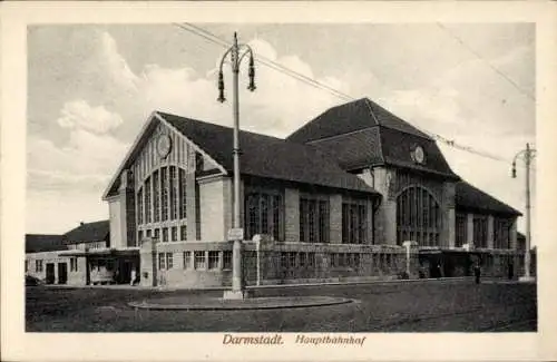 Ak Darmstadt Hessen, Hauptbahnhof, Außenansicht