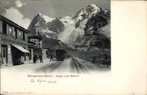 Ak Wengernalp Kanton Bern Schweiz, Station, Eiger und Mönch