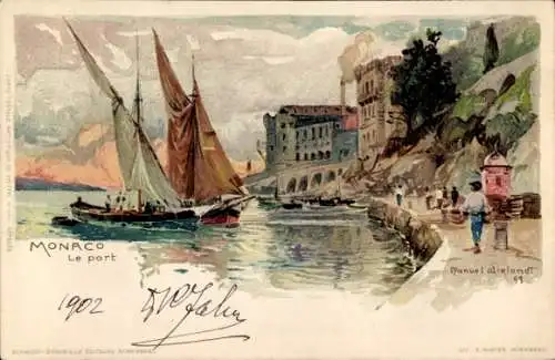 Künstler Litho Wielandt, Manuel, Monaco, Le Port