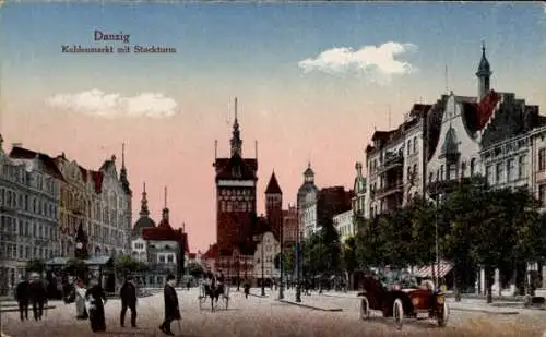 Ak Gdańsk Danzig, Kohlenmarkt, Stockturm