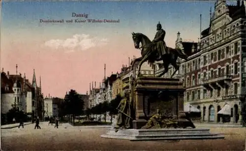 Ak Gdańsk Danzig, Dominikswall und Kaiser Wilhelm Denkmal