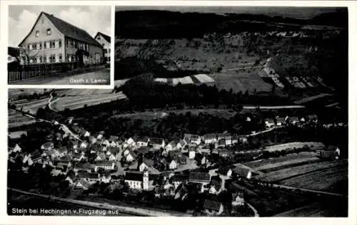 Ak Stein Hechingen im Zollernalbkreis, Gasthaus zum Lamm, Fliegeraufnahme