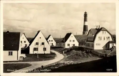 Ak Hörnum auf Sylt Nordfriesland, Teilansicht mit Leuchtturm