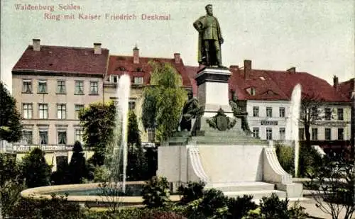 Ak Wałbrzych Waldenburg Schlesien, Ring mit Kaiser Friedrich Denkmal