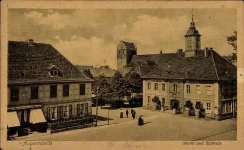 Ak Angermünde in der Uckermark, Markt und Rathaus