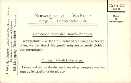 Ak Norwegen, Schleusentreppe des Bandak-Kanales, Wasserfall