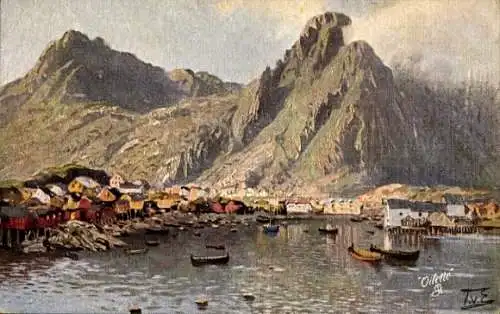 Künstler Ak Svolvaer Lofoten Norwegen, Hafen, Tuck No. 221 B