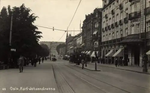 Ak Oslo Norwegen, Karl Johann Straße