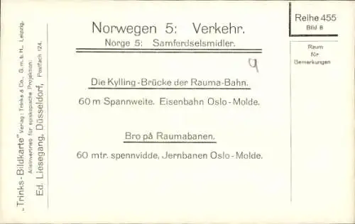 Ak Norwegen, Kylling Brücke der Rauma Bahn