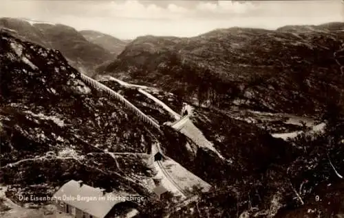 Ak Bergen Norwegen, Eisenbahn Oslo Bergen im Hochgebirge