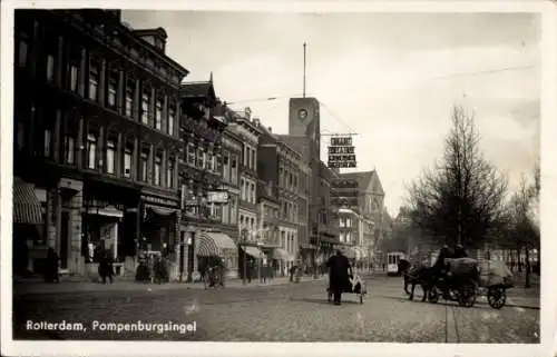 Ak Rotterdam Südholland Niederlande, Pompenburgsingel, Straßenbahn, Pferdewagen