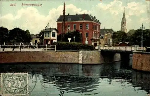 Ak Delft Südholland Niederlande, Binnenwatersloot