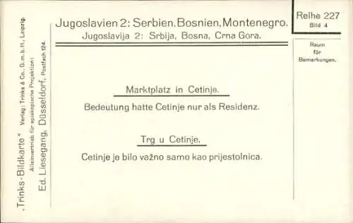 Ak Цетиње Cetinje Montenegro, Marktplatz