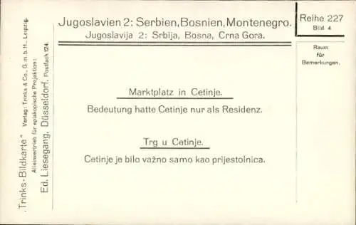 Ak Цетиње Cetinje Montenegro, Marktplatz