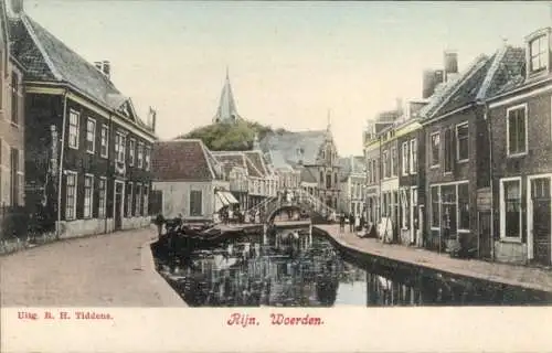 Ak Woerden Utrecht Nederland, Rijn