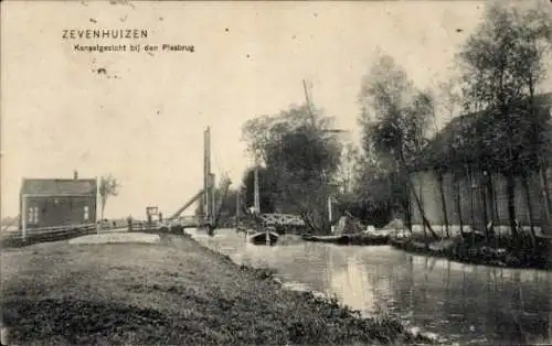 Ak Zevenhuizen Zuid-Holland, Kanaalgezicht bij den Plasbrug
