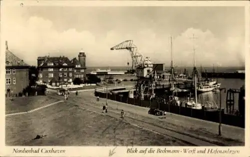 Ak Nordseebad Cuxhaven, Beckmann-Werft, Hafen