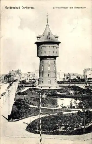 Ak Nordseebad Cuxhaven, Bahnhofstraße, Wasserturm