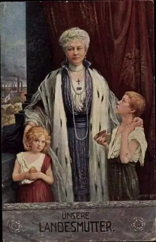 Künstler Ak Fischer, Art., Kaiserin Auguste Viktoria mit zwei Kindern, Landesmutter