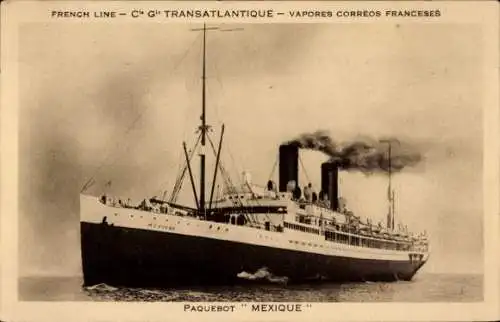 Ak CGT Dampfer Mexique, Compagnie Générale Transatlantique, French Line