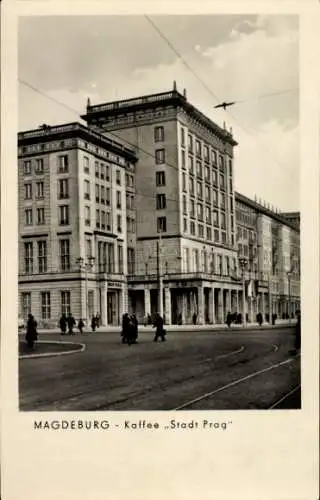 Ak Magdeburg an der Elbe, Café Stadt Prag