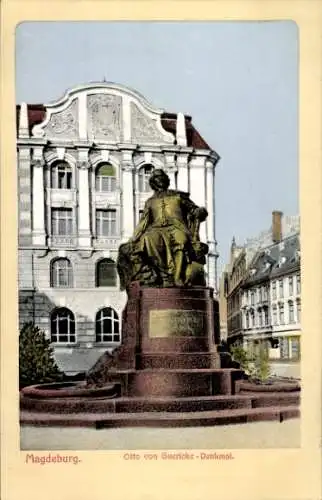 Ak Magdeburg, Blick auf das Otto von Guericke Denkmal mit Haus