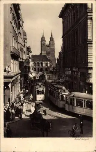 Ak Magdeburg an der Elbe, Alter Markt, Straßenbahn Nr. 3, Kirche