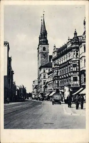 Ak Magdeburg an der Elbe, Breiter Weg mit Katharinenkirche