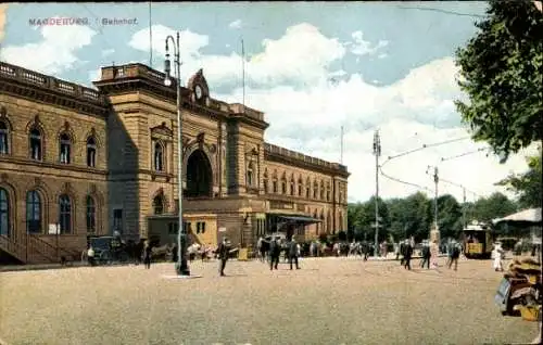 Ak Magdeburg an der Elbe, Blick auf den Bahnhof