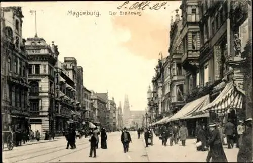 Ak Magdeburg, Der Breiteweg, Passanten