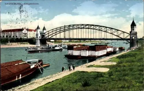 Ak Magdeburg an der Elbe, Königsbrücke, Dampfer