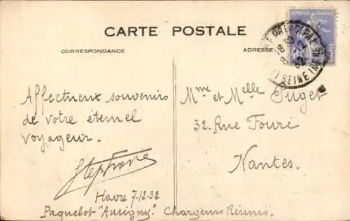 Ak French Line, CGT, Paquebot Normandie, Dampfer