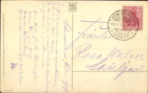 Ak Vier kleine getigerte Katzen, Fächer, Weidenkorb