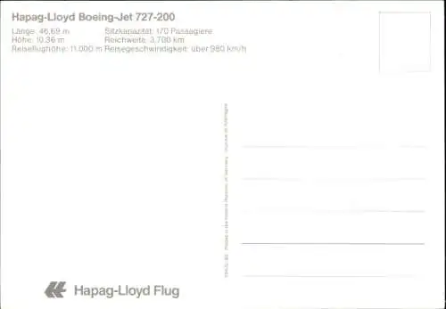 Ak Passagierflugzeug Boeing 727 200 Jet der Hapag Lloyd