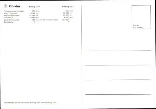 Ak Deutsche Passagierflugzeuge Condor, Boeing 767, Boeing 757