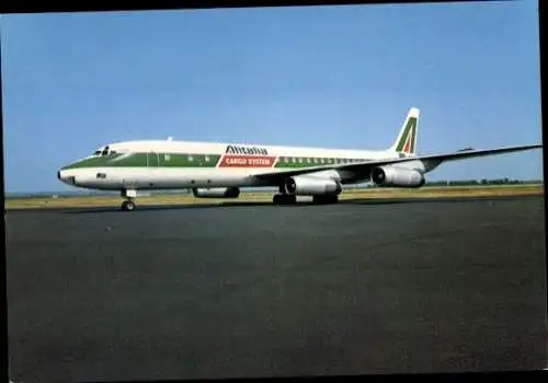 Ak Italienisches Transportflugzeug der Alitalia, DC-8 62 F,Cargo System