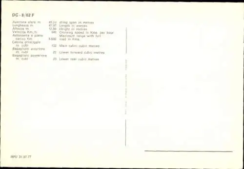 Ak Italienisches Transportflugzeug der Alitalia, DC-8 62 F,Cargo System