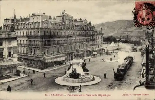 Ak Valence Drôme, Panorama de la Place de la Republique