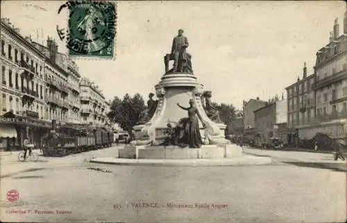 Ak Valence Drôme, Monument Emile augier