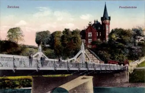 Ak Zwickau in Sachsen, Paradiesbrücke