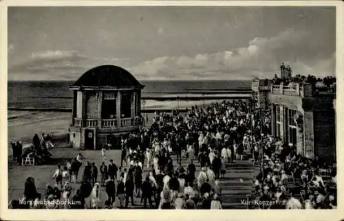 Ak Nordseebad Borkum in Ostfriesland, Kur Konzert, Strand, Passanten