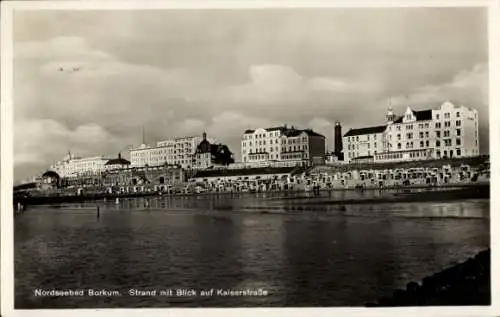 Ak Nordseebad Borkum in Ostfriesland, Strand, Blick auf Kaiserstraße