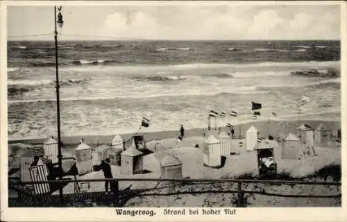 Ak Nordseebad Wangeroog Wangerooge in Ostfriesland, Strand bei hoher Flut