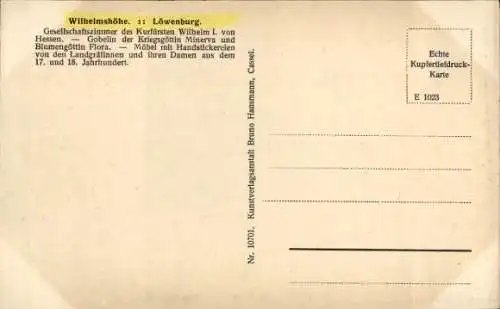 Ak Bad Wilhelmshöhe Kassel in Hessen, Löwenburg, Gesellschaftszimmer Kurfürst Wilhelm I.