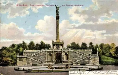 Ak München, Prinzregenten-Terrasse mit Friedensdenkmal