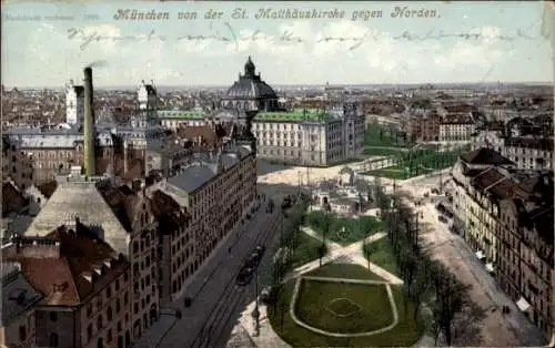 Ak München, Blick von der St. Matthäuskirche gegen Norden