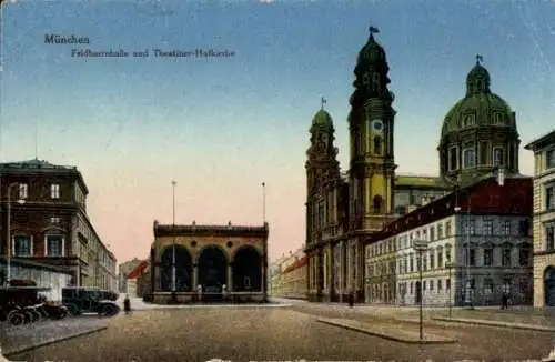 Ak München, Feldherrnhalle und Theatiner-Hofkirche