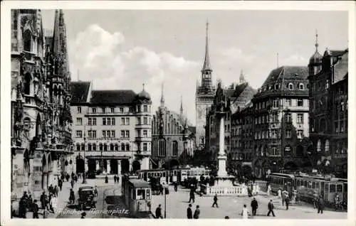 Ak München, Marienplatz, Straßenbahn